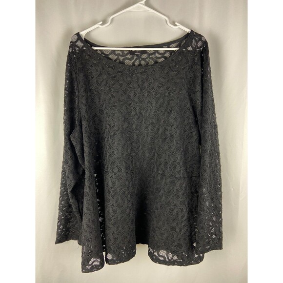Lane Bryant Women's Size 22 Blouse Black Lace with Long Sleeves - Picture 1 of 9